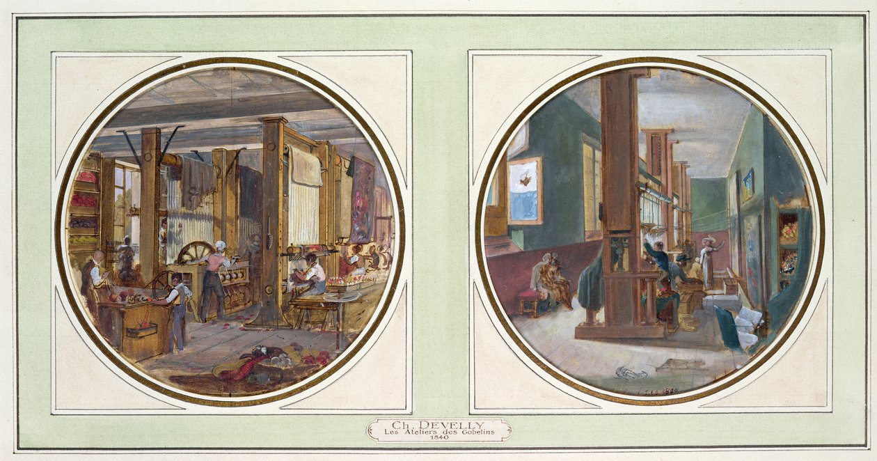 The Gobelins Workshop, 1840 (viz také 176257) od Jean Charles Develly