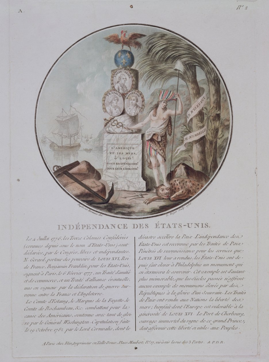 Independence of the United States, vyryl L. Roger, 1786 (barevné lito) od Jean Duplessis Bertaux