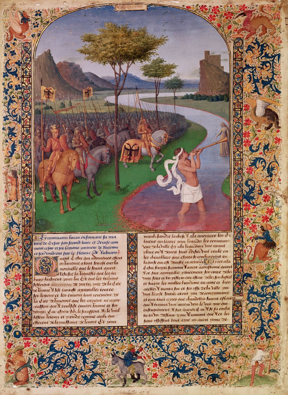 Julius Caesar (100-44 př. n. l.) Crossing the Rubicon, c.1470 (detail) od Jean Fouquet