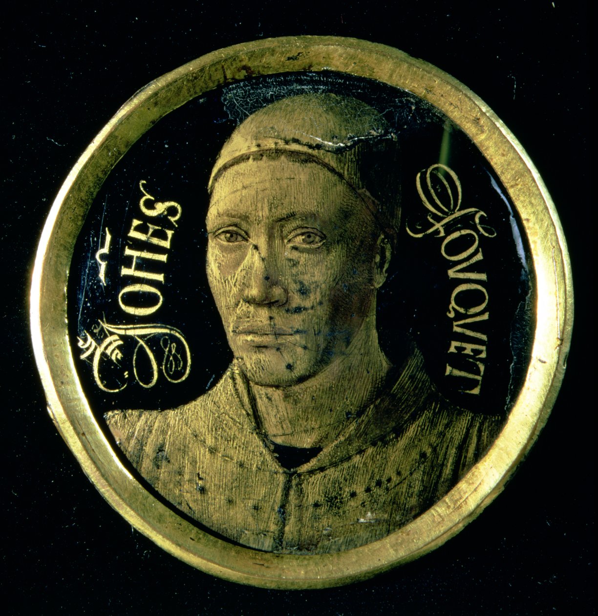Autoportrétní medailon, cca 1450 (smalt na mědi) od Jean Fouquet