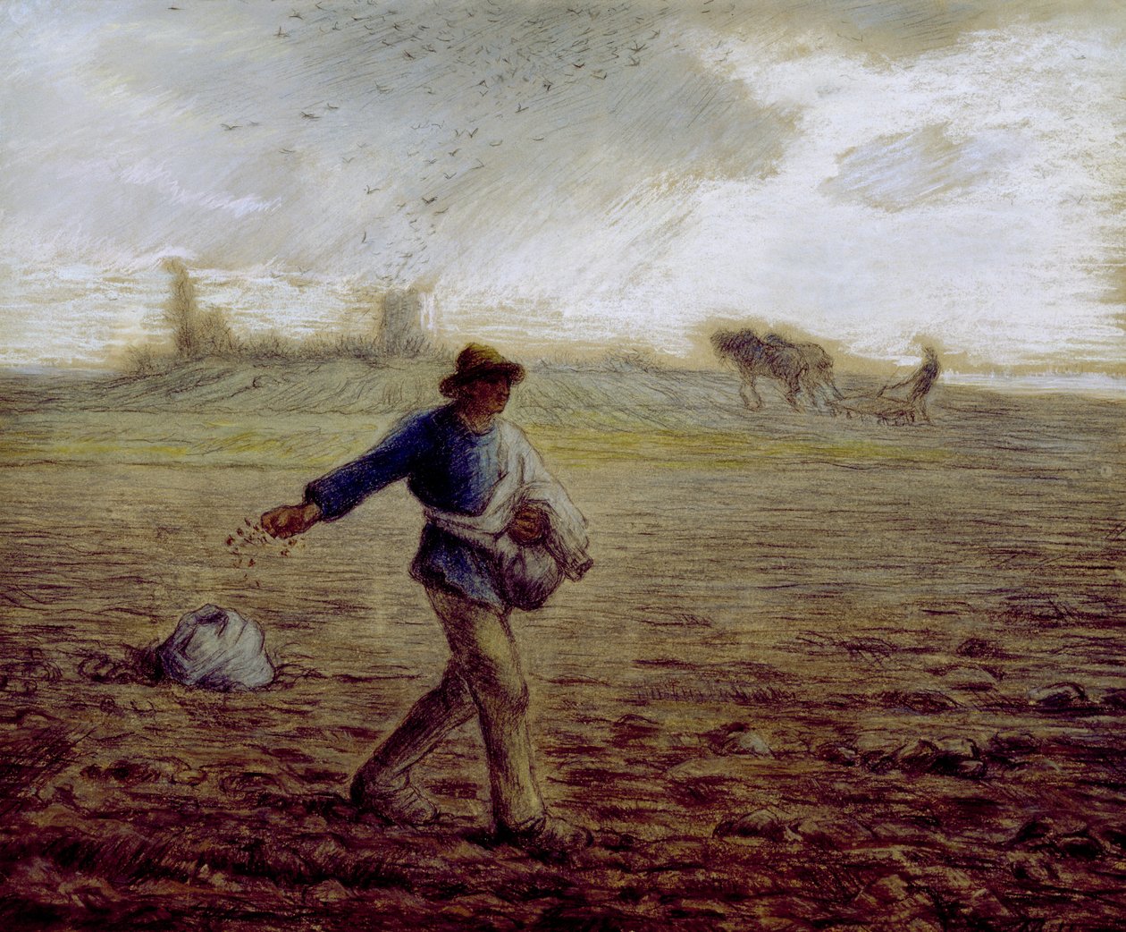 Rozsévač, kolem roku 1865 (pastel a pastelka na papíře) od Jean Francois Millet