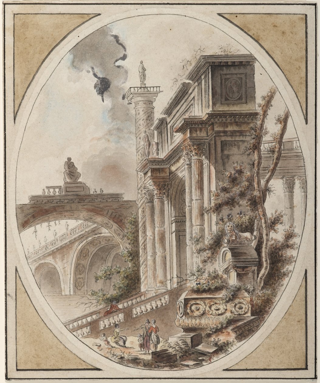 Fantazie architektonické ruiny od Jean Henry Alexandre Pernet