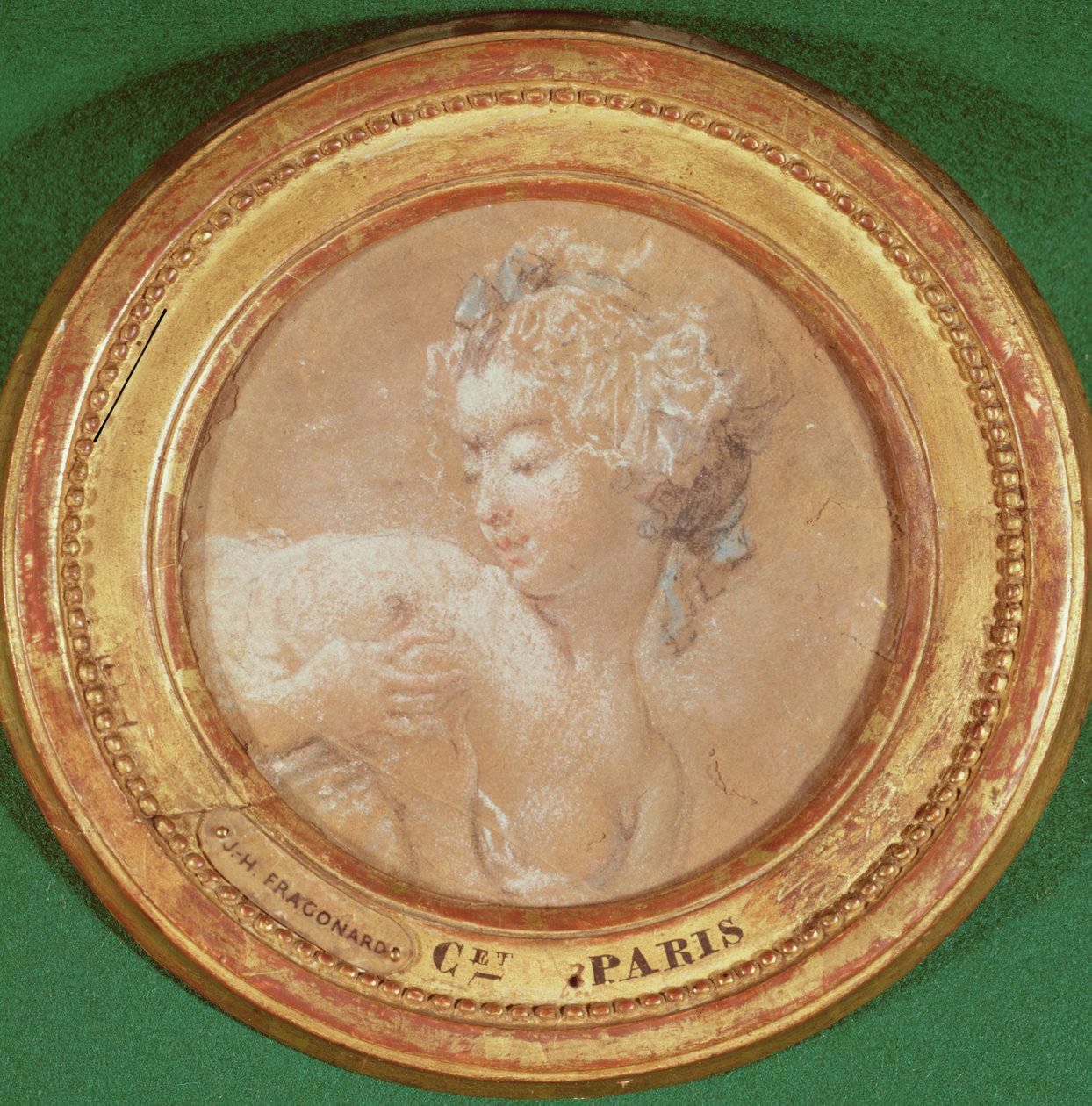 Mladá dívka si mačká prsa (pastel na papíře) od Jean Honore Fragonard