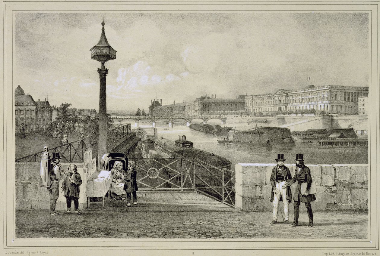 Le Louvre, rytina Auguste Bry od Jean Jacottet