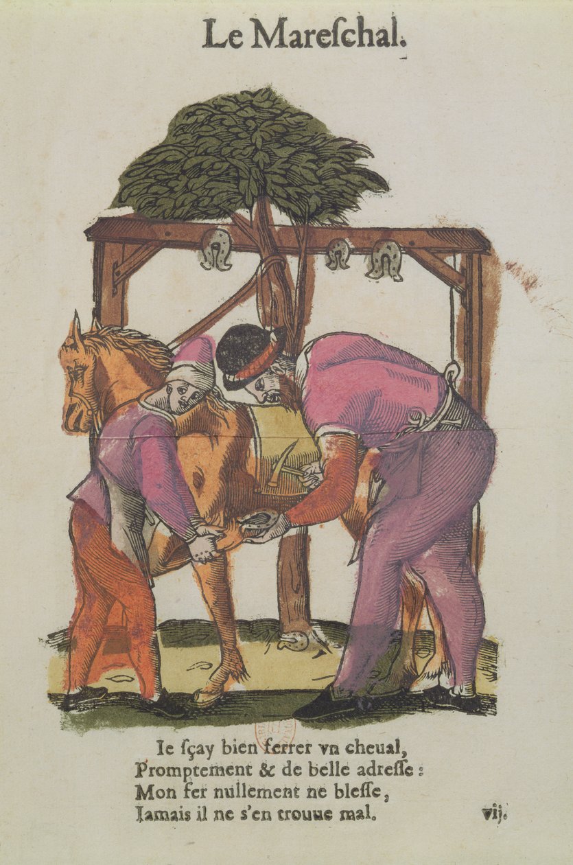 The Blacksmith (barevná rytina) od Jean Leclerc