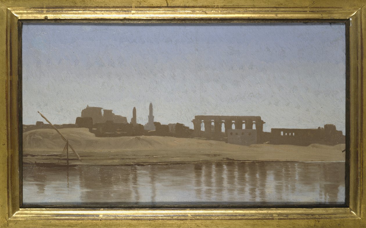 Pohled na Nil v Luxoru, 1857 (olej na plátně položeném na palubě) od Jean Leon Gerome
