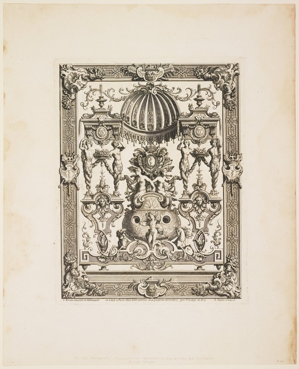 Dekorativní panel č. 190: Armes de Colbert, z Panneaux, kolem 1670-1680 od Jean Lepautre