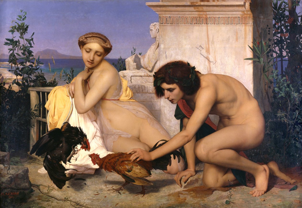 Mladí Řekové navštěvující boj o kohouta od Jean Leon Gerome