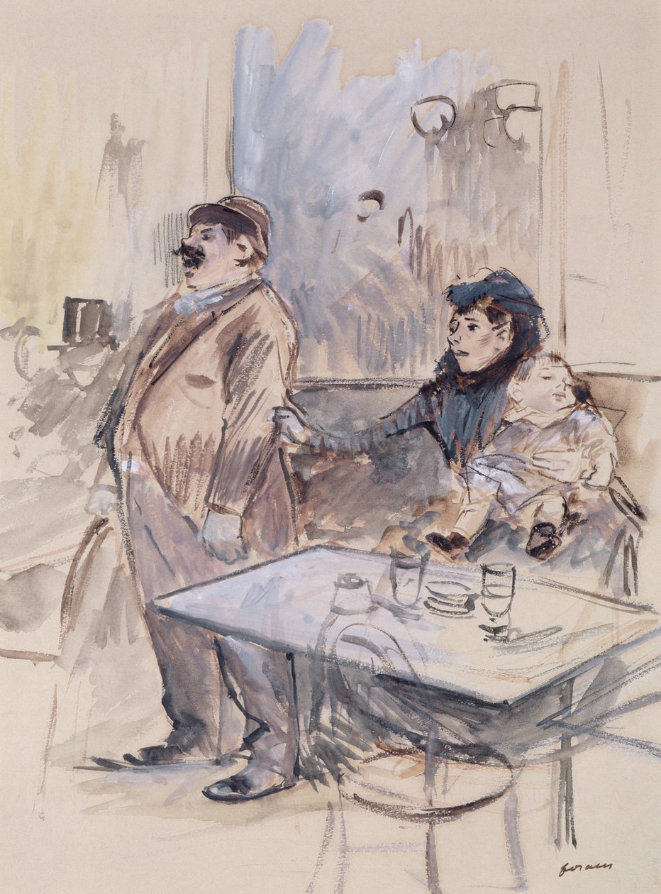 Absint, cca 1885 (wc a kvaš na papíře) od Jean Louis Forain