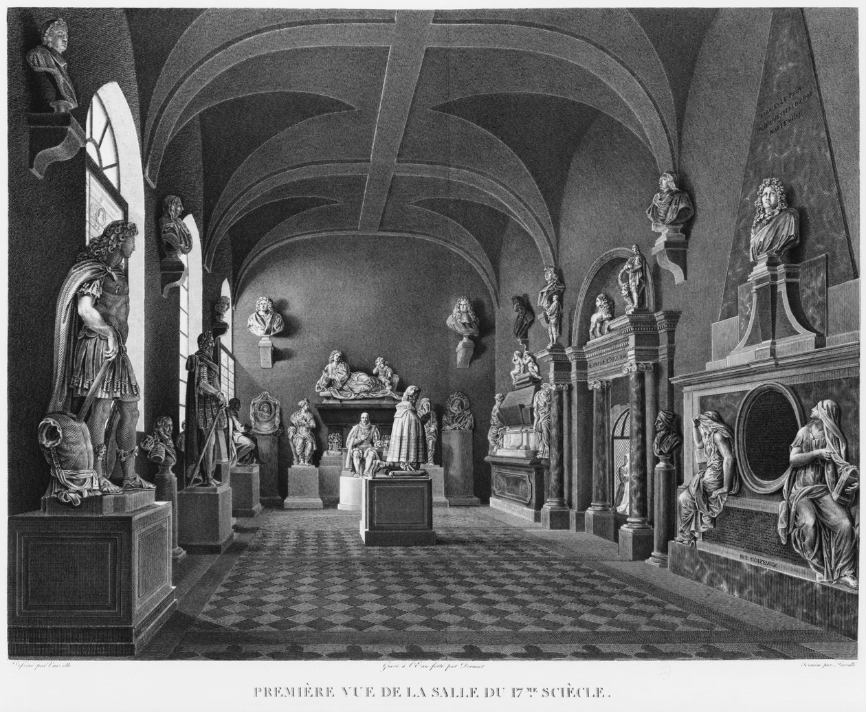 První pohled na místnost ze 17. století, Musee des Monuments Francais, Paříž, ilustrace z 