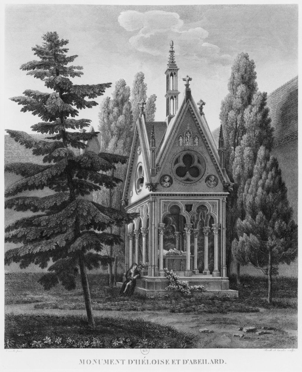 Hrobka Heloise a Abelarda, Musee des Monuments Francais, ilustrace z 