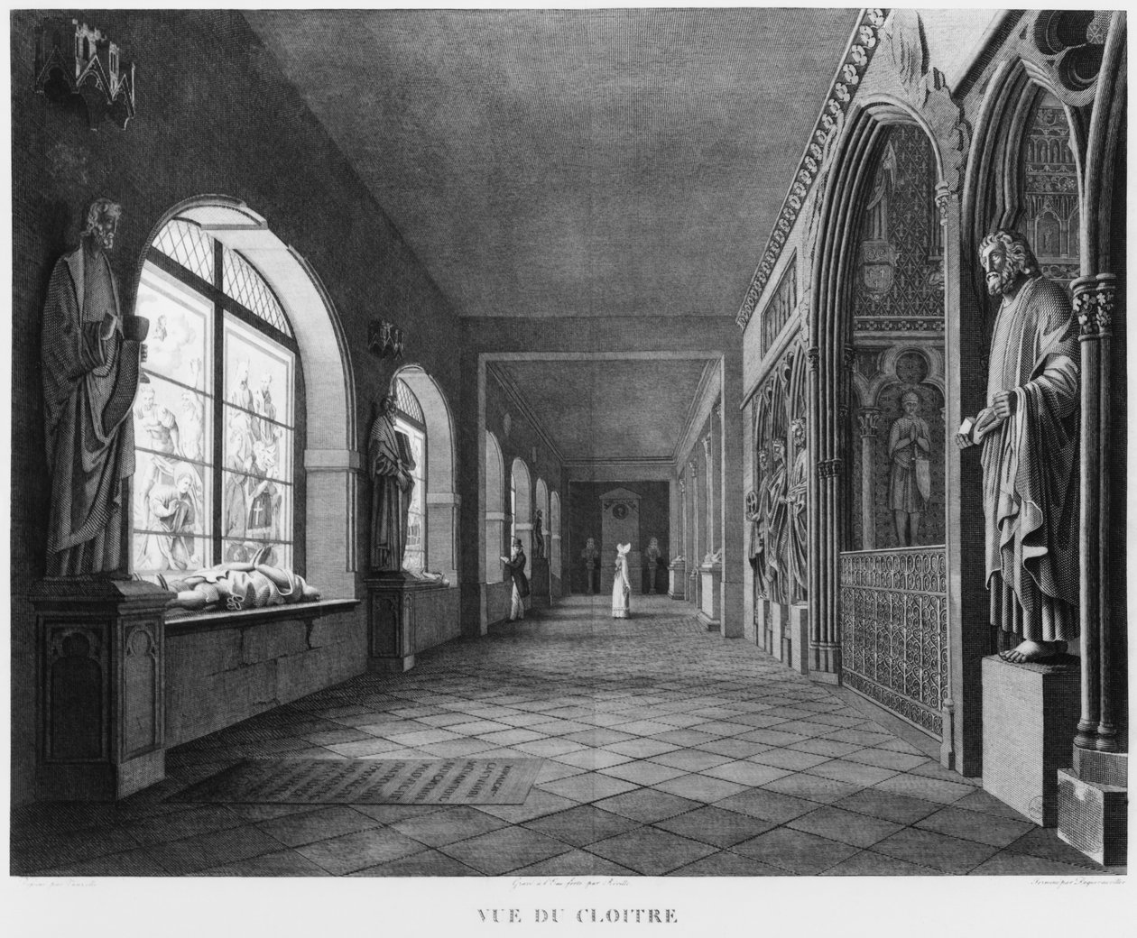 Pohled na klášter, Musee des Monuments Francais, Paříž, ilustrace z 
