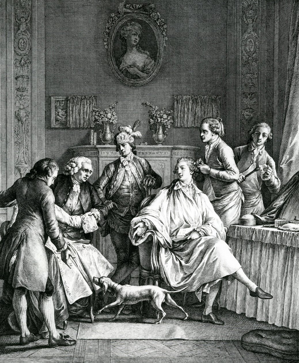 Muž se obléká, kolem roku 1770 od Jean Michel the Younger Moreau