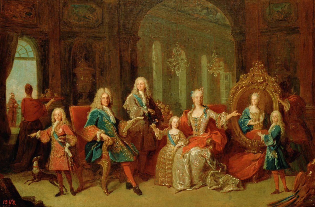 Rodina Filipa V. (1683-1746) z Bourbonu, kolem roku 1722 od Jean Ranc