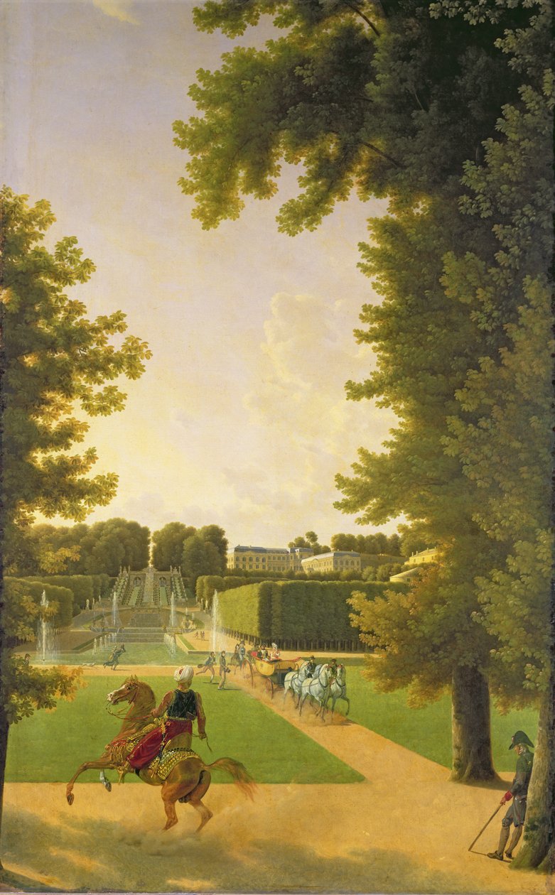 Promenáda Napoleona I. (1769-1821) a Marie-Louise (1791-1847) v Parc de Saint-Cloud v roce 1810 od Jean Joseph Xavier Bidauld