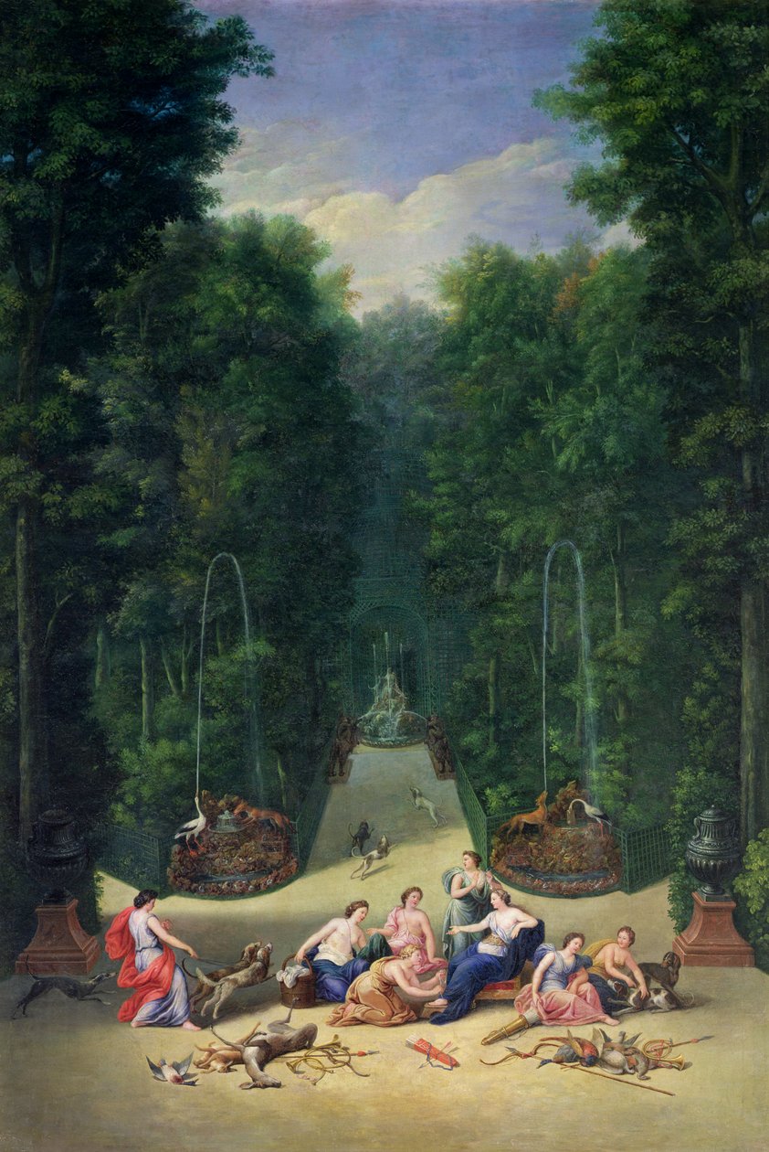 The Groves of Versailles: View of the Maze s Dianou a jejími nymfami, 1688 od Jean the Younger Cotelle