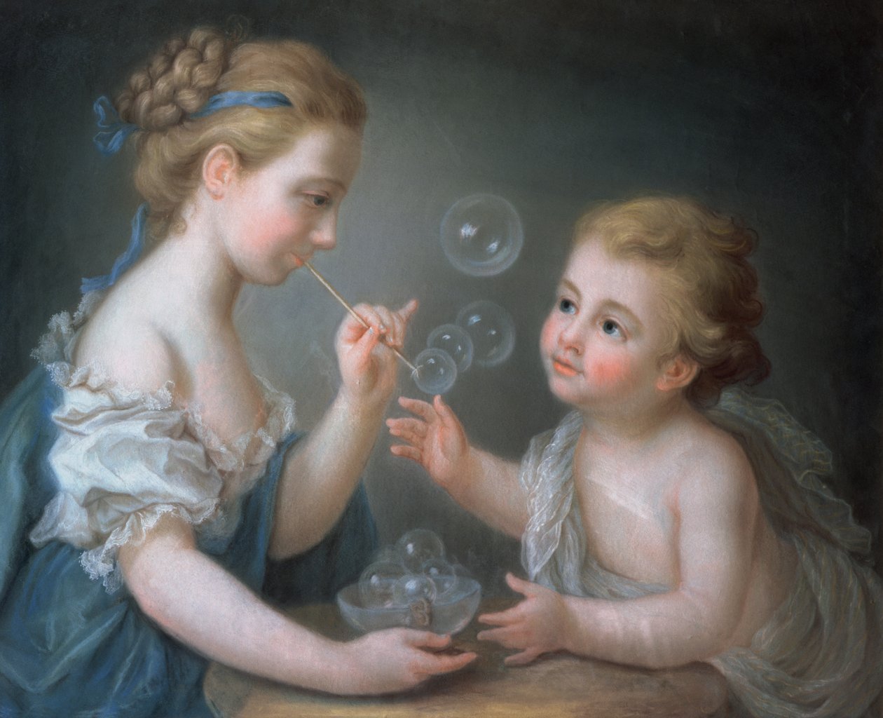 Děti foukající bubliny (pastelové) od Jean Étienne Liotard