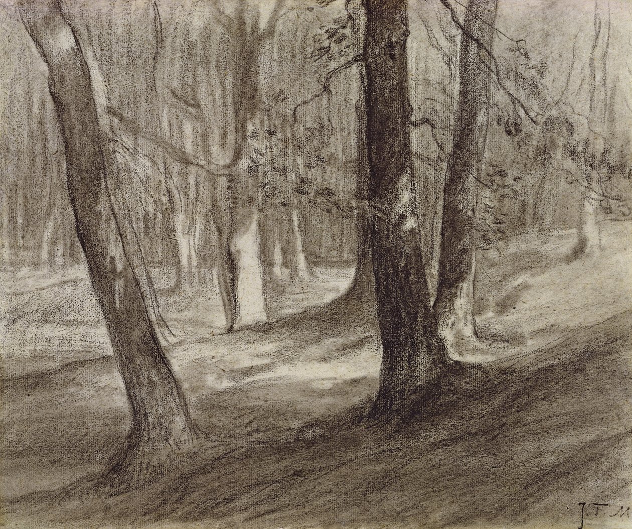 Stromy v lese (dřevěné uhlí) od Jean Francois Millet