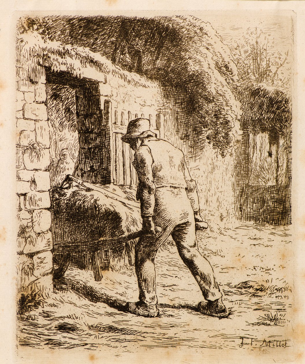 Muž s kolečkem od Jean Francois Millet