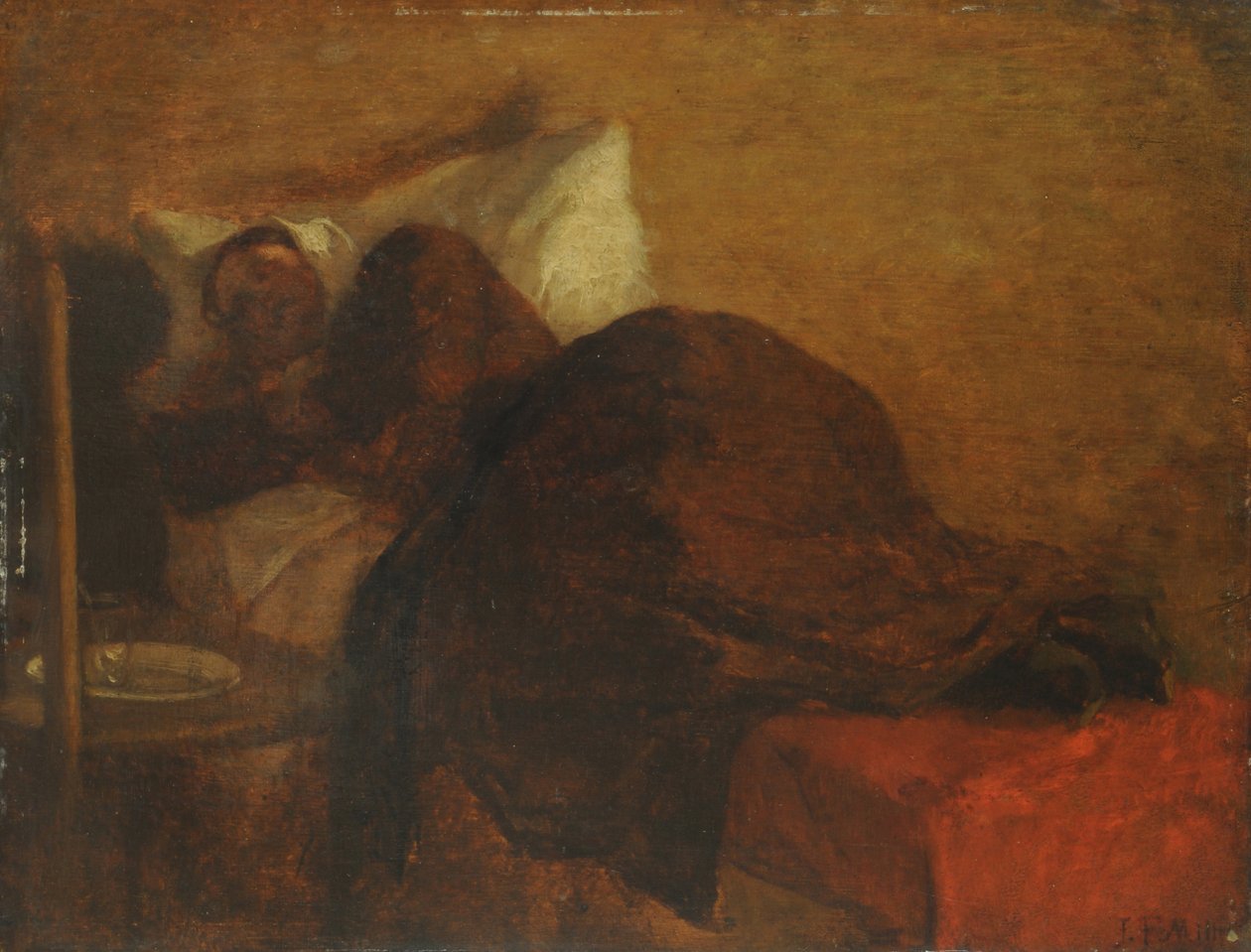 Umělcova žena (olej na panelu) od Jean Francois Millet