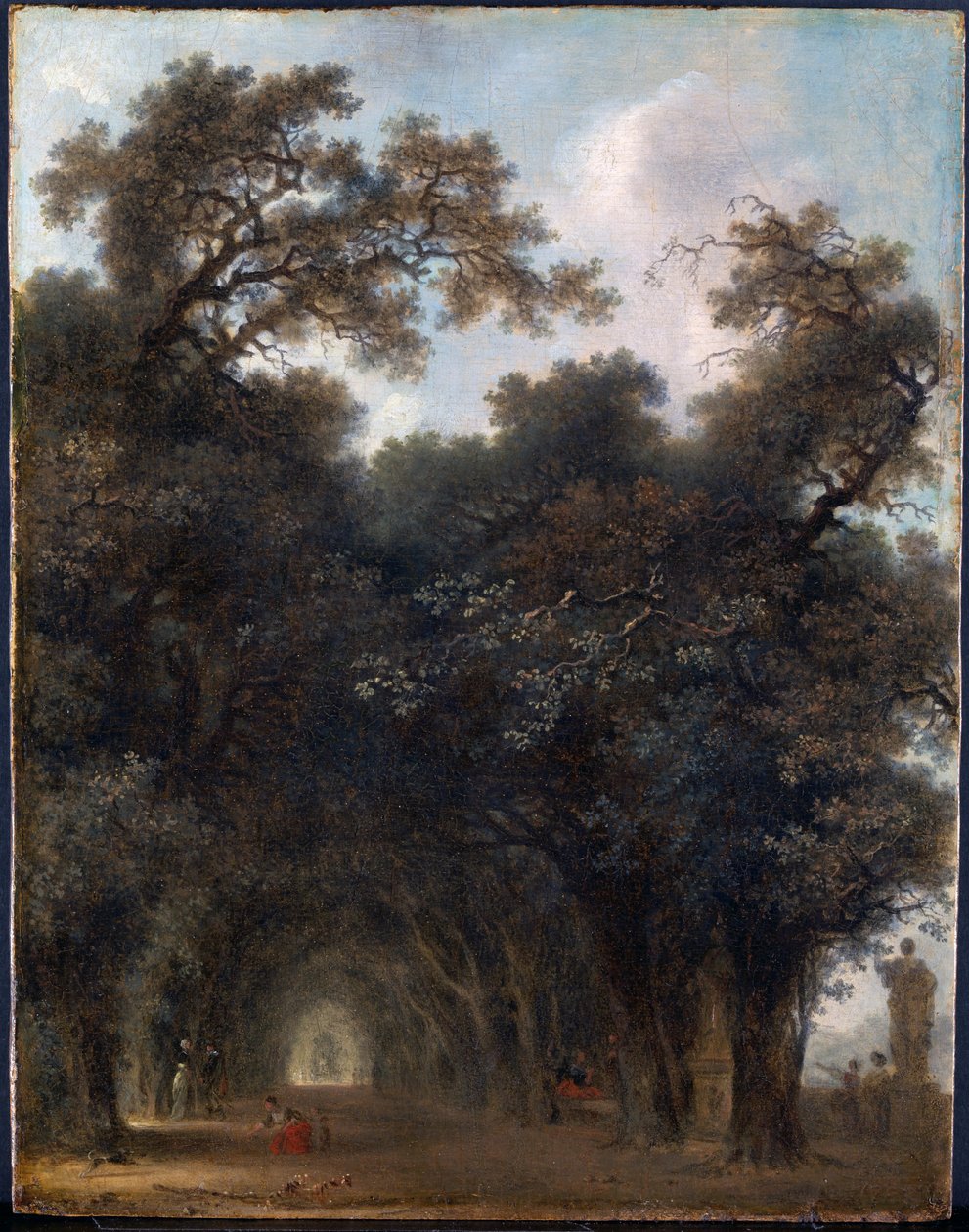 A Shaded Avenue, c. 1775, olej na dřevě od Jean Honore Fragonard