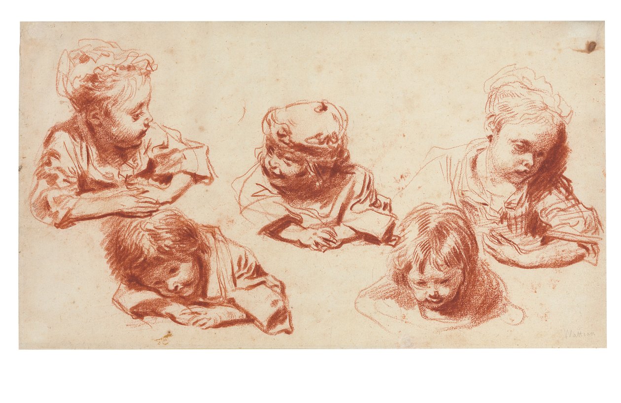 Pět studií dětí od Jean Antoine Watteau