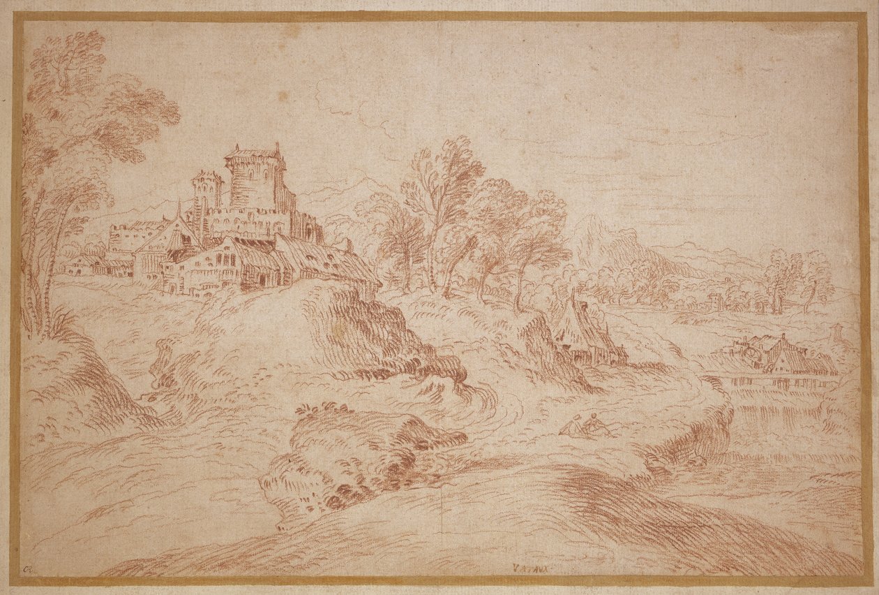 Krajina se zámkem, 1716-18 od Jean Antoine Watteau