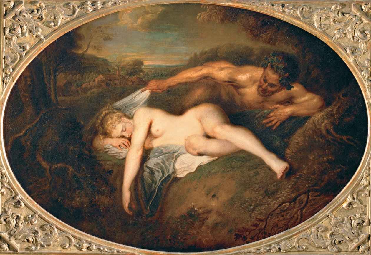 Nymfa a satyr ... od Jean Antoine Watteau