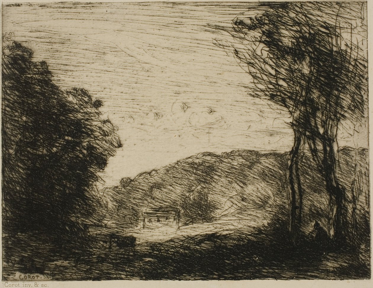 Zalesněná krajina od Jean Baptiste Camille Corot