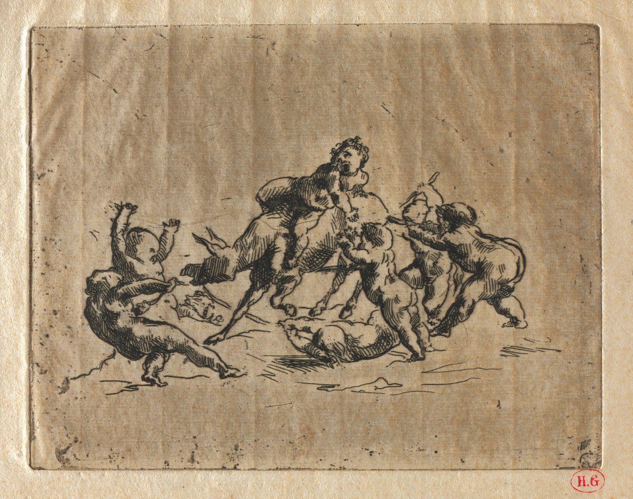 Bacchanal s dětmi a oslem od Jean Baptiste Carpeaux