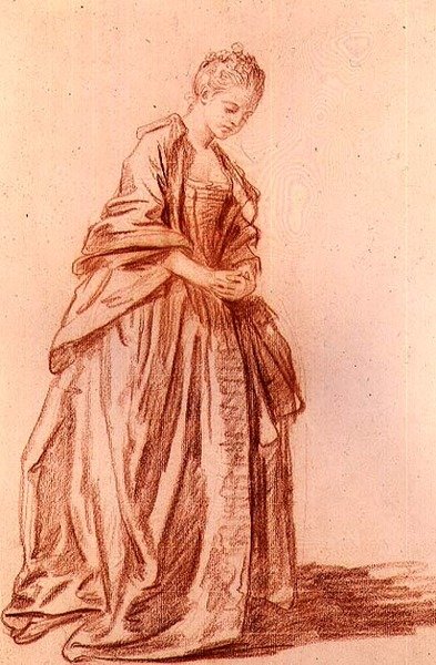 Zahalená ženská postava (kresba) od Jean Baptiste Greuze
