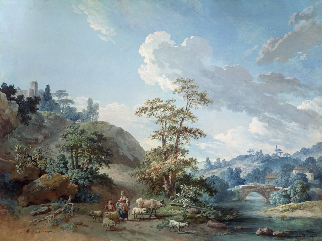 Most v údolí, 1778 (kvaš) od Jean Baptiste Huet