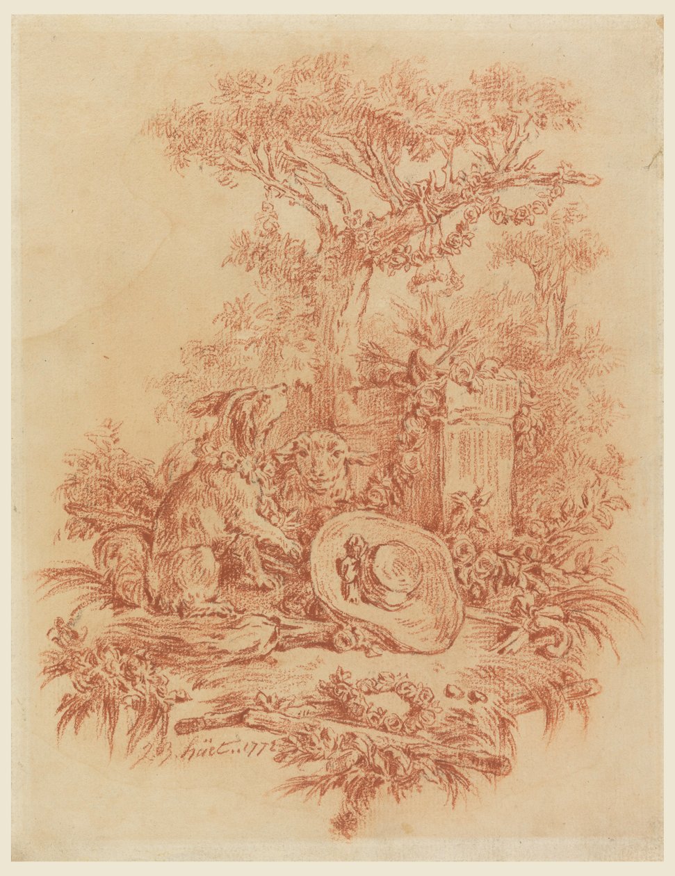 Kresba, Pastorale, 1772 od Jean Baptiste Huet