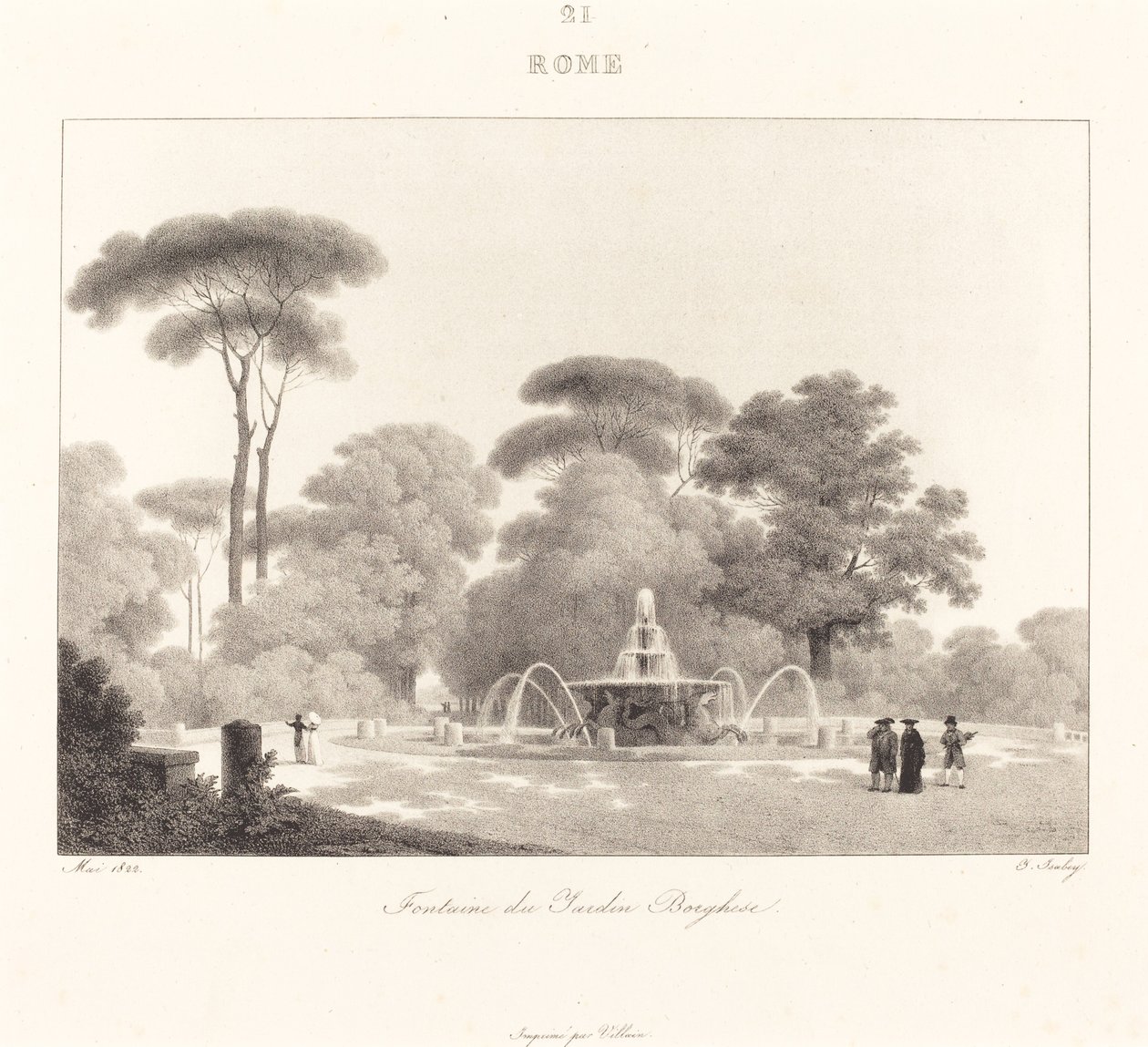 Fontána v zahradě Borghese od Jean Baptiste Isabey