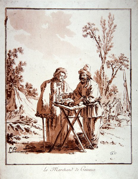 Le Marchand de Gateaux (akvatinta) od Jean Baptiste Le Prince