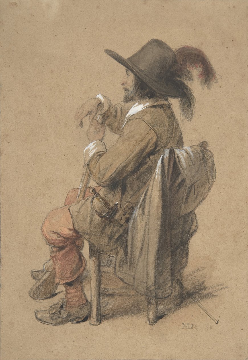 Sedící kavalír, polovina 19. století. od Jean Baptiste Madou
