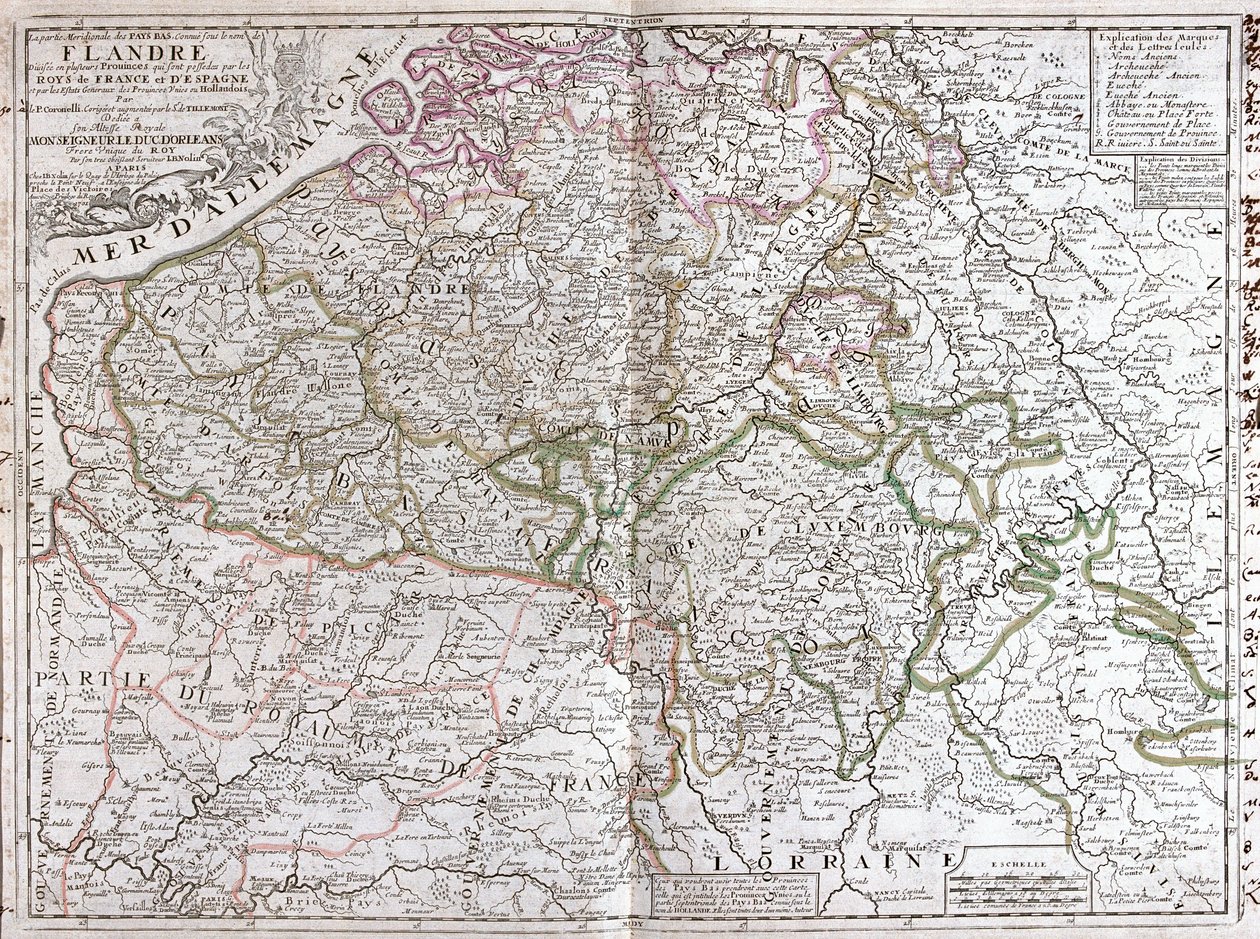 Mapa Belgie (rytina od Jean Baptiste Nolin
