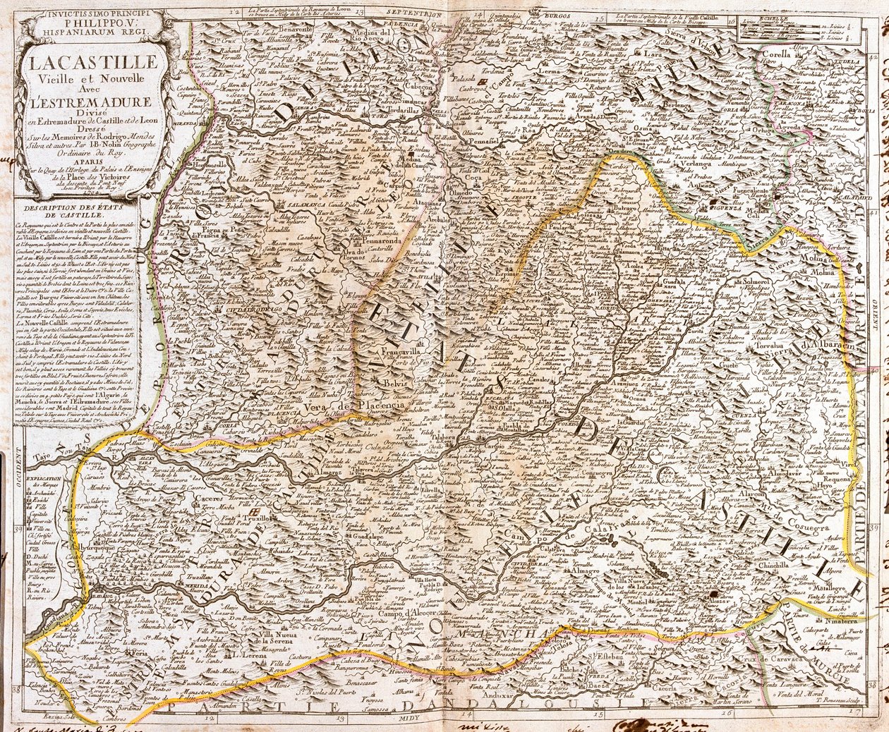 Mapa Kastilie (Španělsko) (rytina od Jean Baptiste Nolin