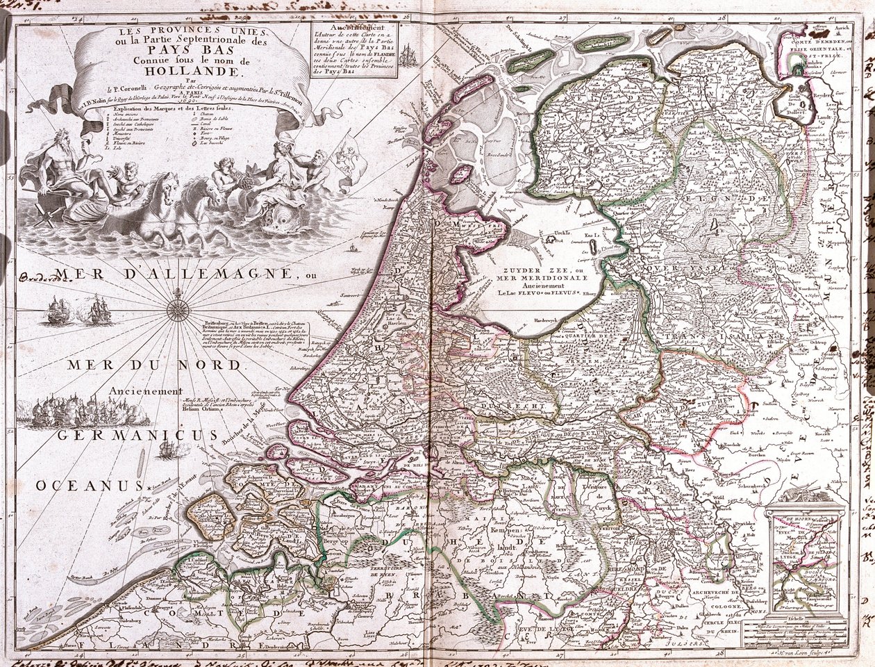 Mapa Nizozemska (rytina od Jean Baptiste Nolin