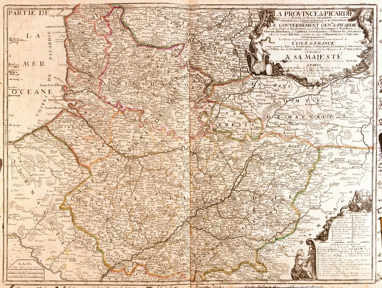 Mapa Pikardie (Francie) od Jean Baptiste Nolin