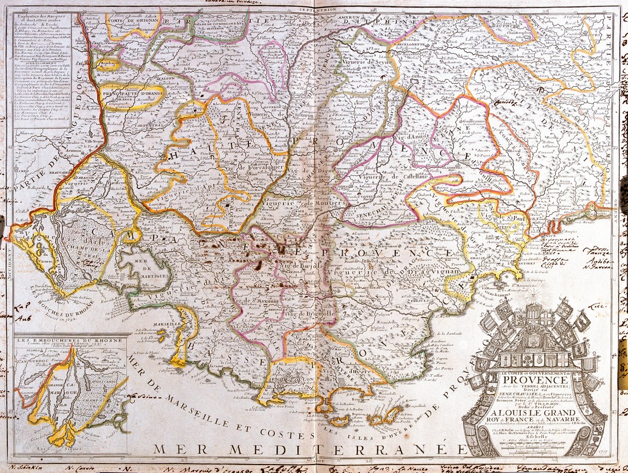 Mapa Provence (Francie) (rytina od Jean Baptiste Nolin