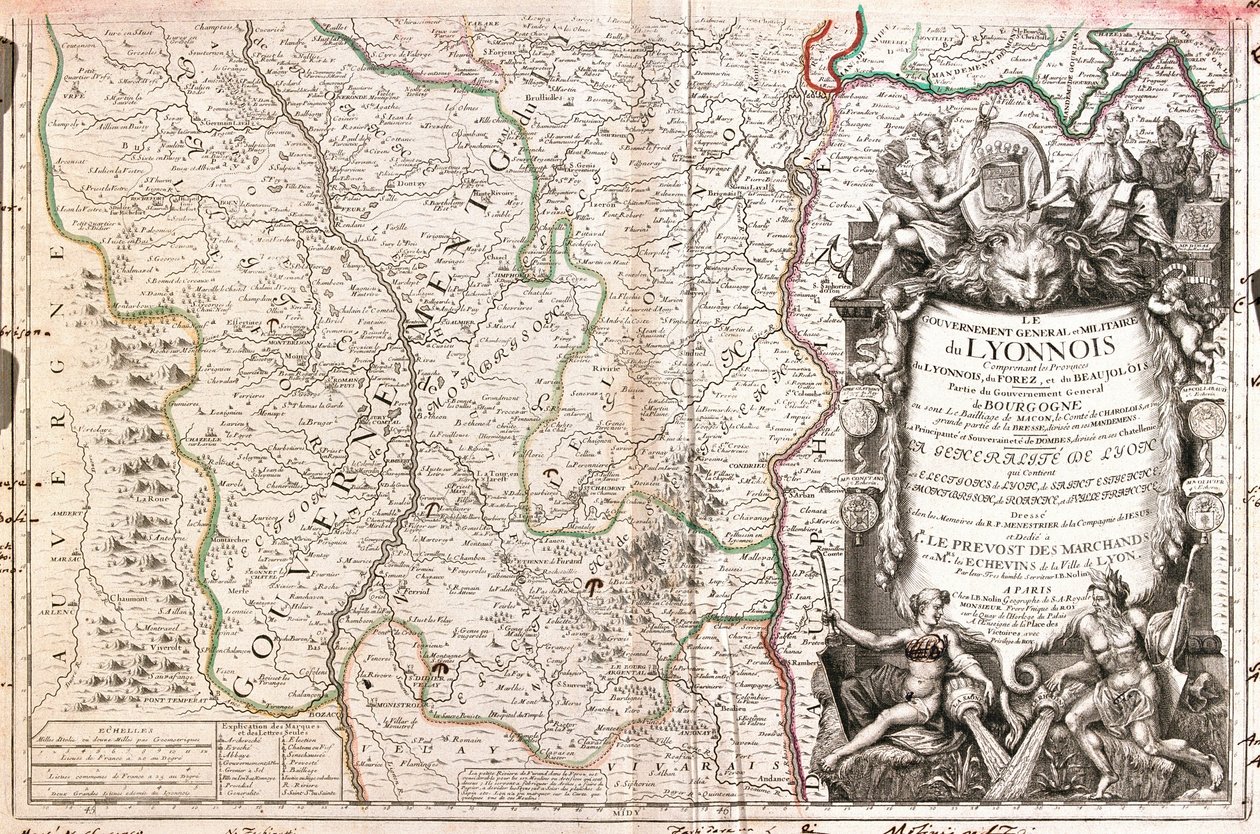 Mapa Lyonnais (Francie) (rytina od Jean Baptiste Nolin