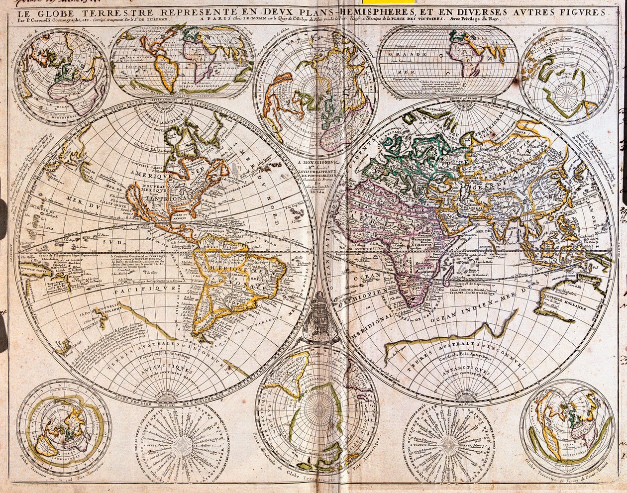 Mapa světa (lept od Jean Baptiste Nolin