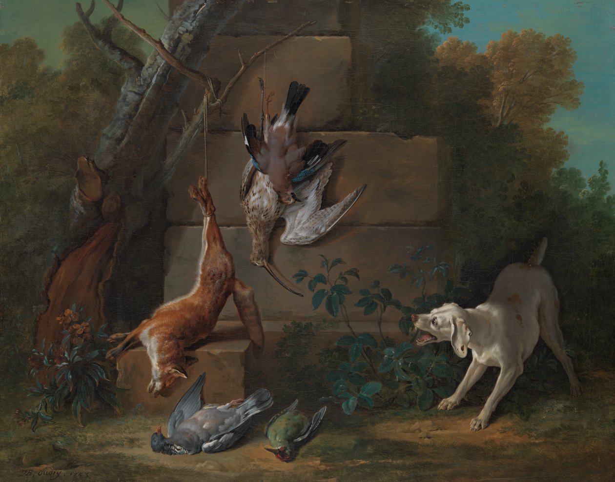 Hra Dog Guarding Dead, 1753. od Jean Baptiste Oudry
