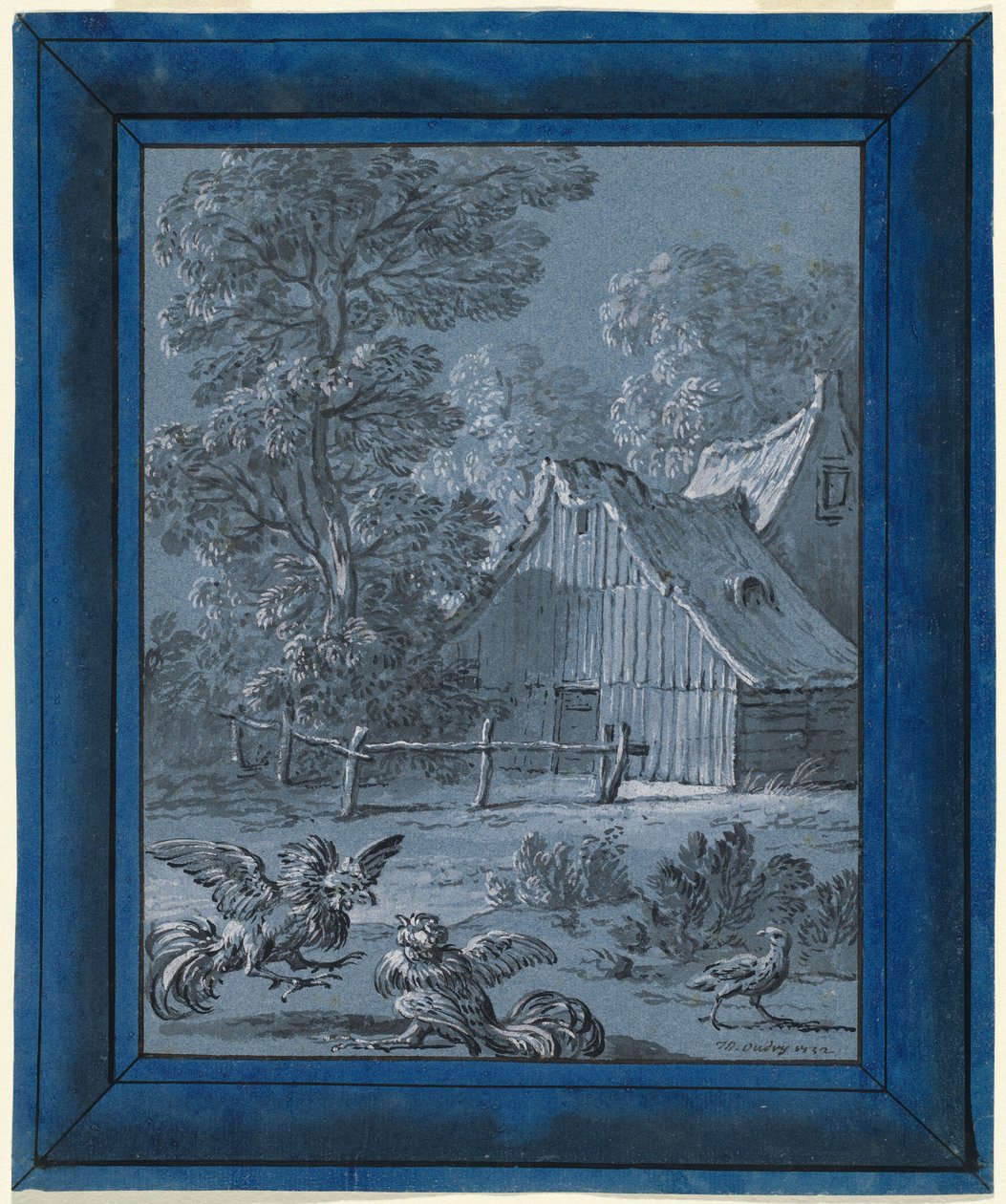 Koroptev a kohouti od Jean Baptiste Oudry