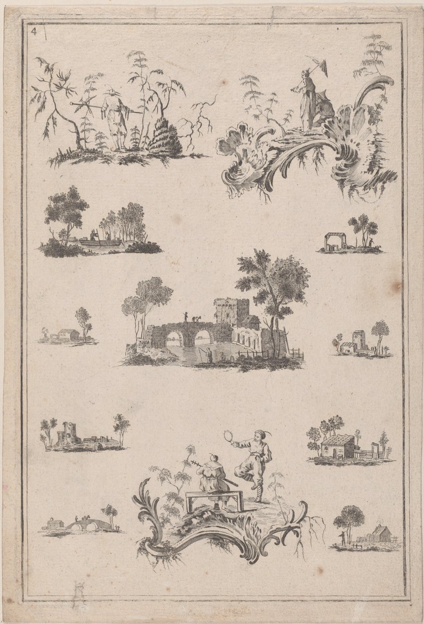 Chinoiserie Ornaments, ca. 1770. od Jean Baptiste Pillement