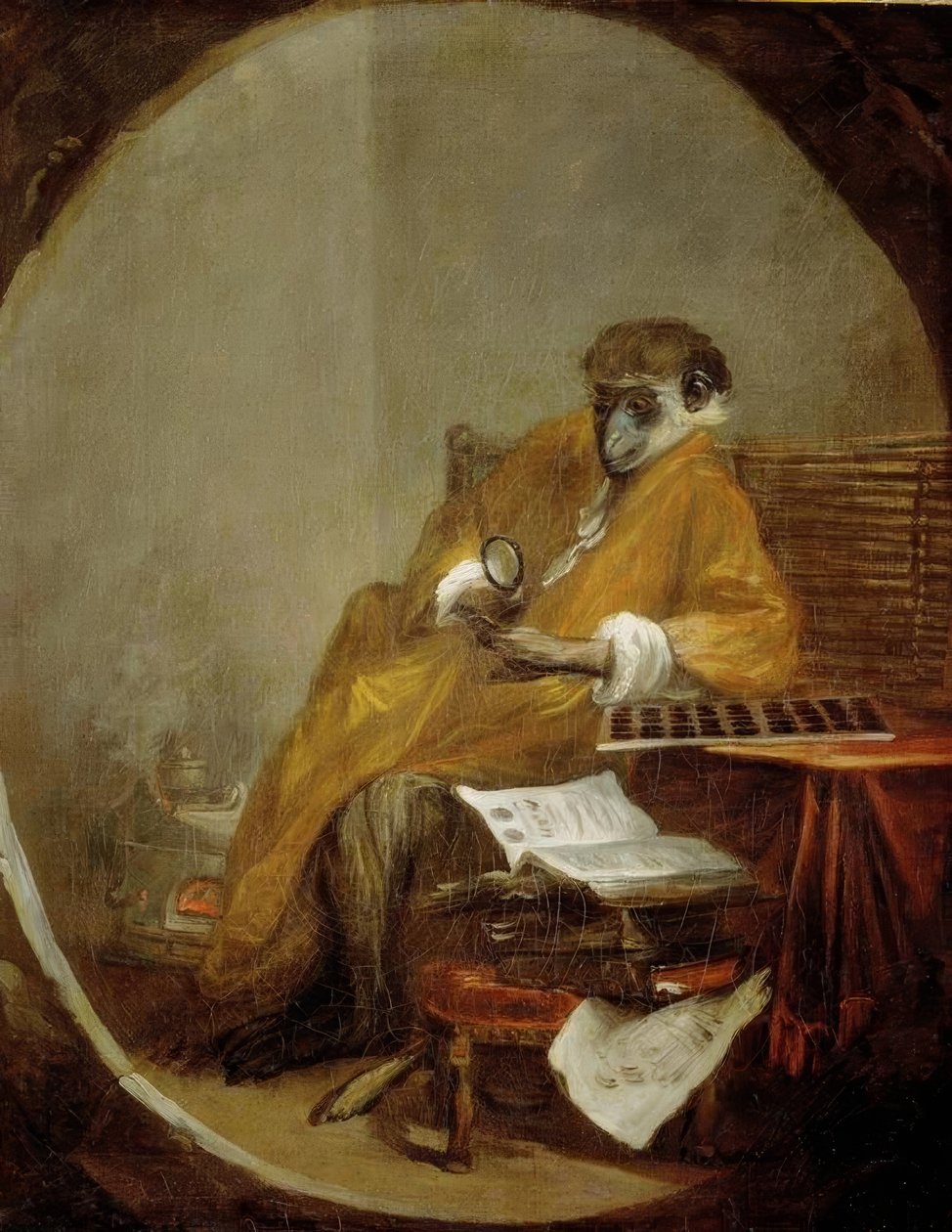 Starožitná opice od Jean Baptiste Simeon Chardin