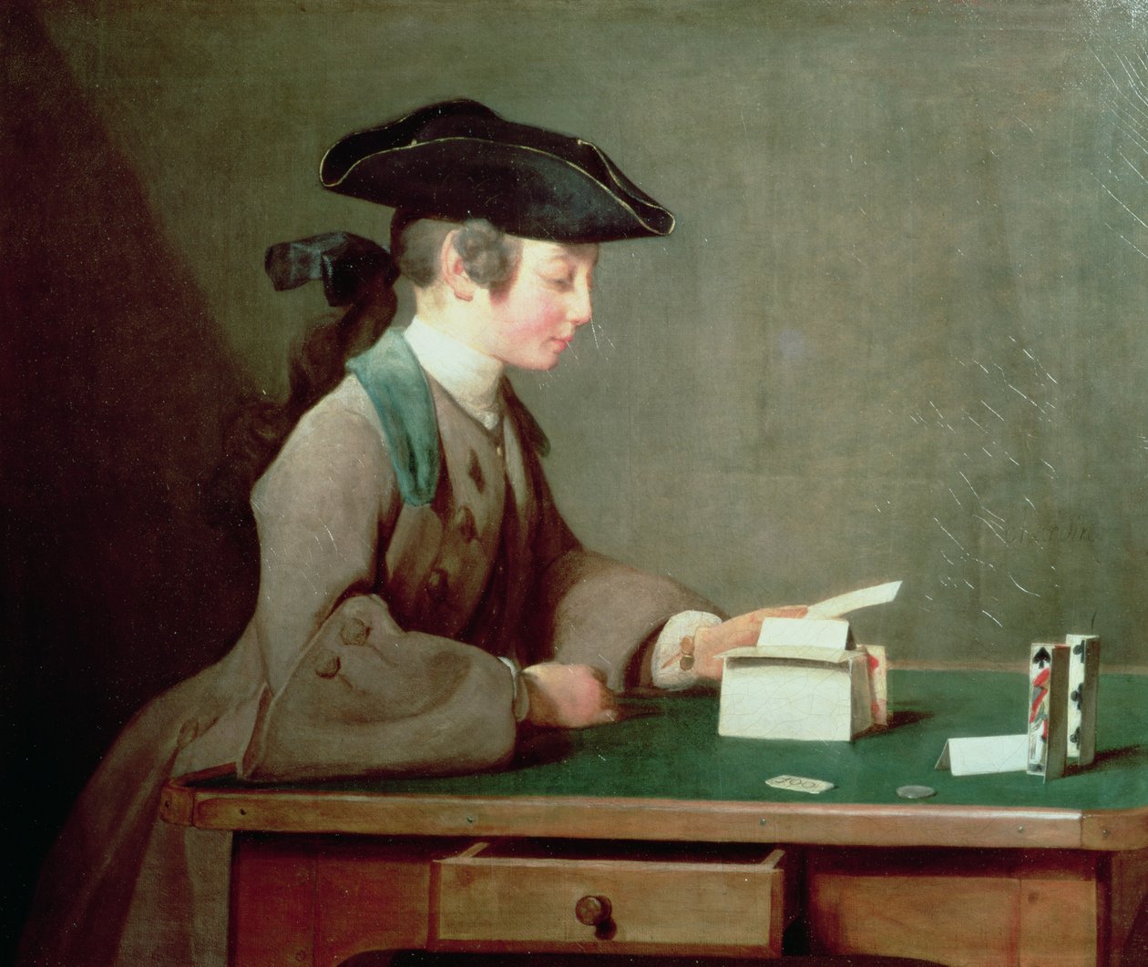 Dům z karet, c.1736-37 od Jean Baptiste Simeon Chardin