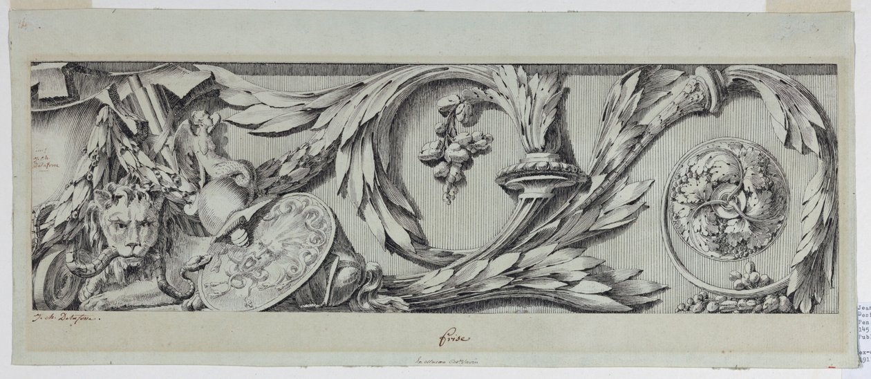 Kresba, Vlys s Rinceau, 1775-80 od Jean Charles Delafosse