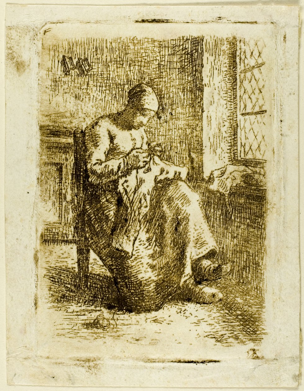 Žena šití od Jean Francois Millet